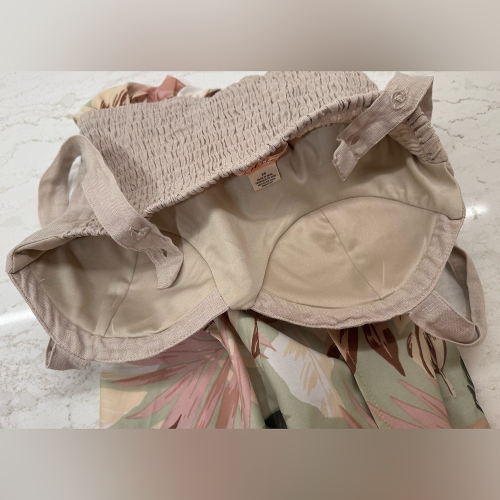 🌴 Band of the Free XS Linen Bra Top Tropical Jumpsuit | Flowy Wide Leg, XS - Picture 6 of 10